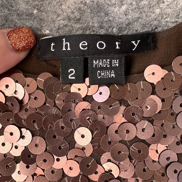 Theory Sequin Dress in Bronze and Black - Picture 7 of 7